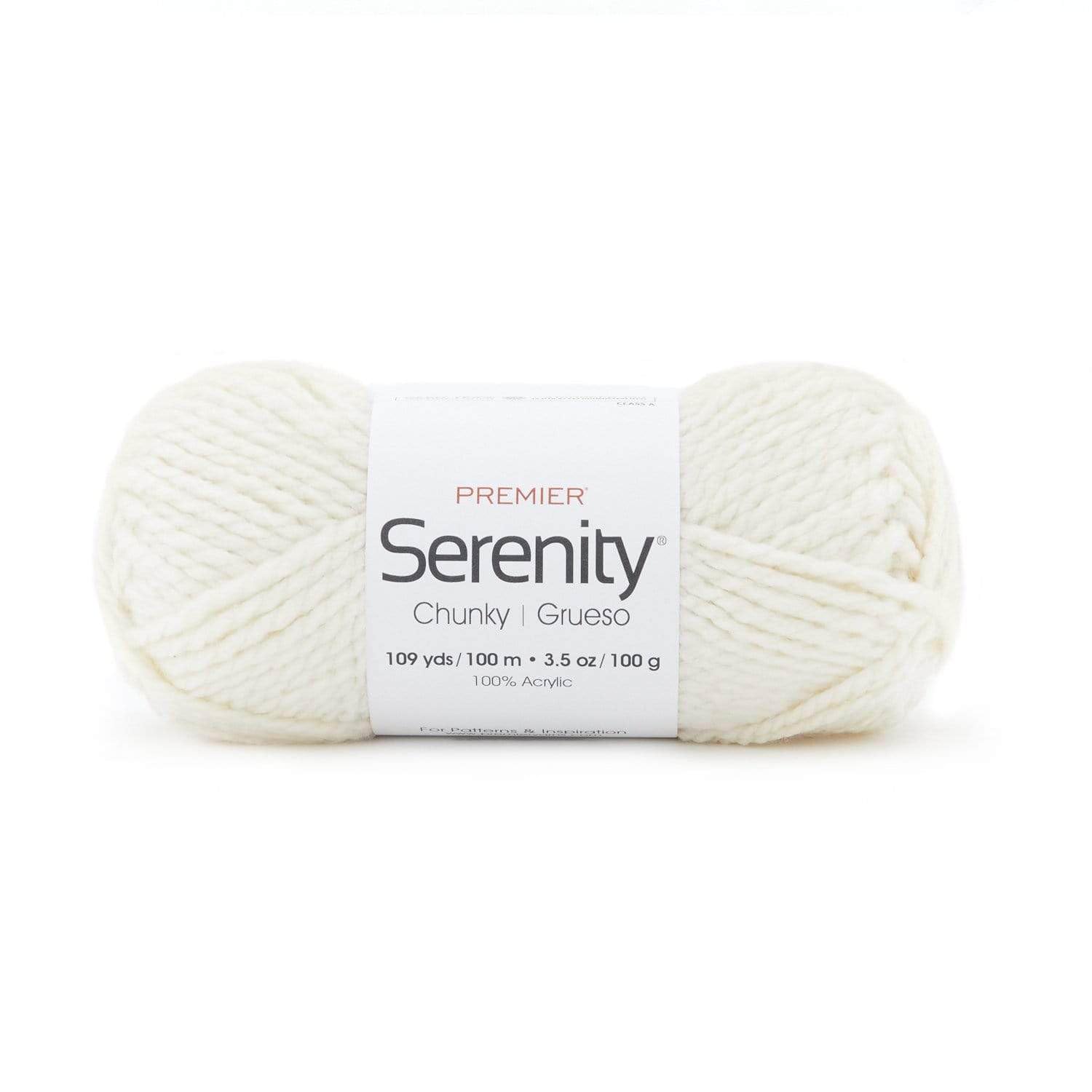 Premier Yarns Serenity Chunky Solids, Acrylic, Bulky Weight, Pristine, 3.5 oz, 109 yards