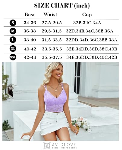 Image of Avidlove Lace Bralette for Women V Neck Camisoles Racerback Adjustable Strap Sexy Crop Tops