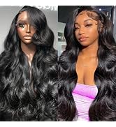 LARVOB 13x6 Body Wave Lace Front Wigs Human Hair 200 Density HD Lace Frontal Wigs Human Hair Pre ...