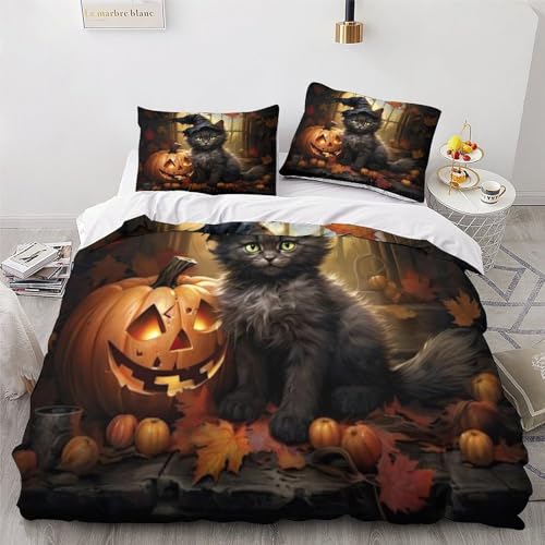 Housse de couette polyester microfibres motif citrouille d'Halloween - 4