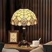 FUMAT Tiffany Table Lamp for Living Room End Side Table Lamps 20 Inch Tall Modern Bedside Nightstand Table Lamp for Bedroom W/Stained Glass Crystal Shade Home Office Large Farmhouse Table Lamps
