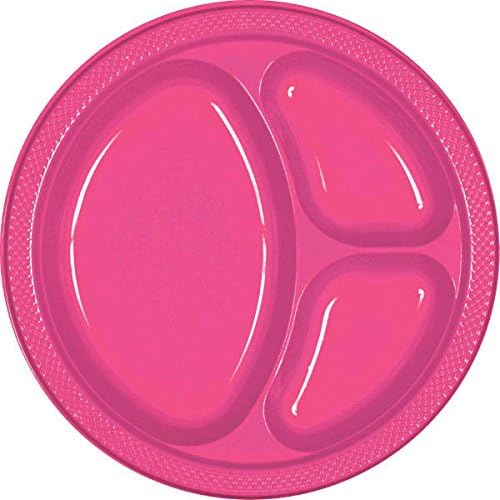 amscan Bright Pink Divided Plastic Plates 10.25" Party Supply 200 ct. Toys