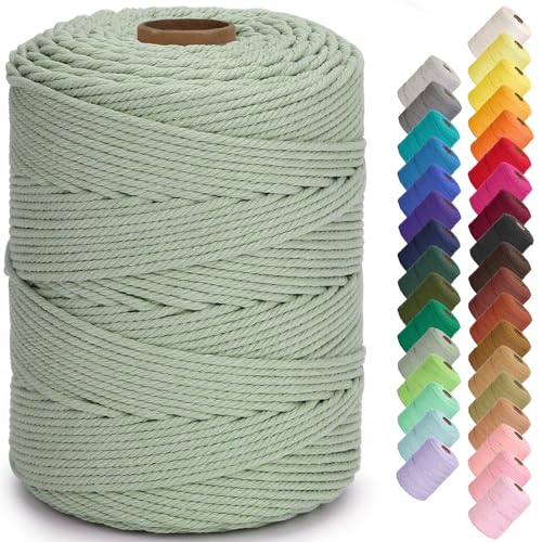 Aelfon Macrame Cord 4mm x 328yards, Soft Colored Macrame Rope,