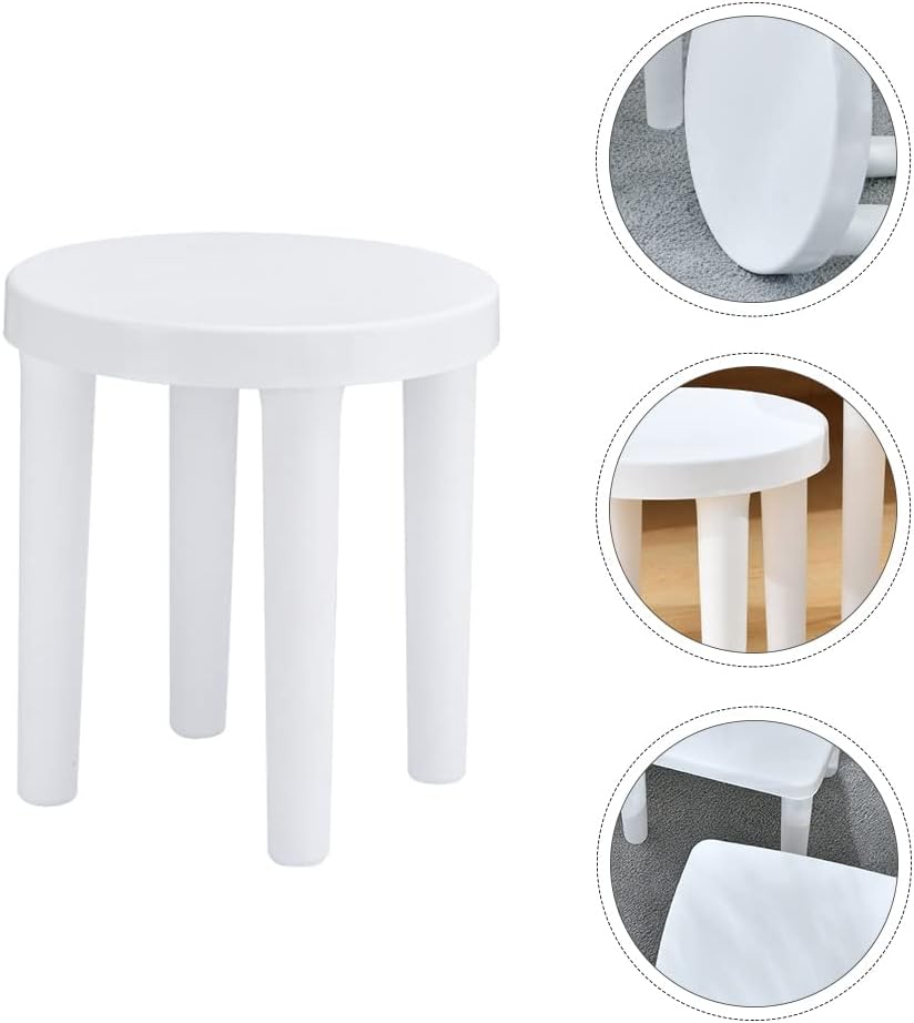 Plastic Multi-Purpose Step Stool Household Shoe Changing Stool Bathroom Sitting Stools Footstool for Living Room Bedroom Padded Seat