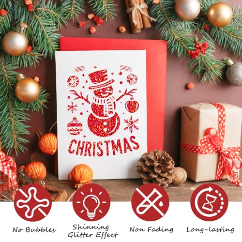 GIRAFVINYL Red Glitter Holographic Vinyl, Red Glitter Permanent Vinyl for Tumbler, Home and Car Decorations,12” X 6ft