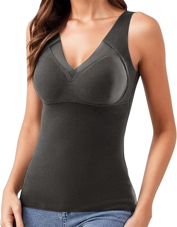 Thermal Tank Top Womens Fleece Lined Underwear Tops Undershirt for Sando Wool Cami Warm Base Layer Vest Scoop Neck-image-4