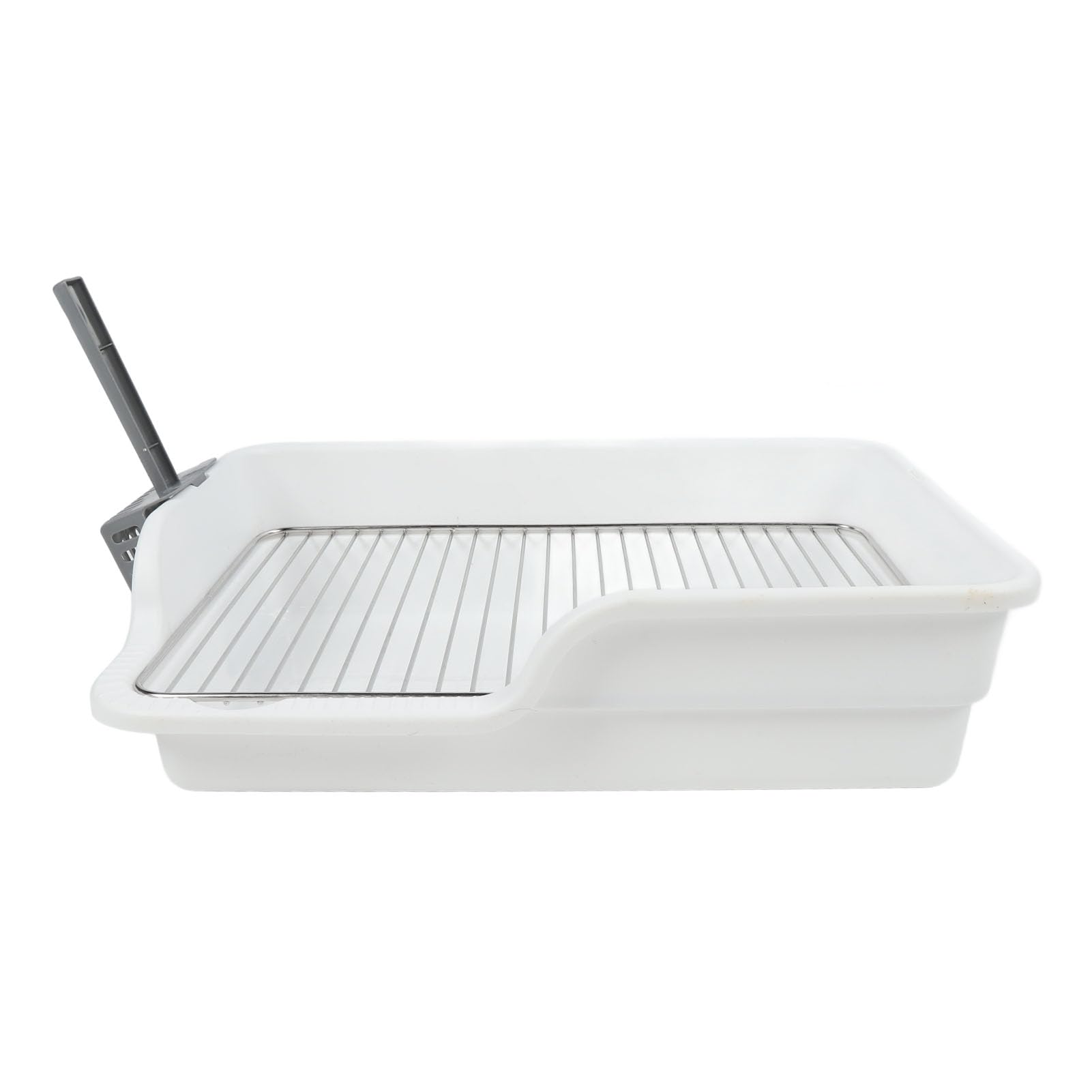 Bandeja higiénica para perros, inodoro de adiestramiento para perros pequeños y medianos, inodoro interior para mascotas con rejilla de acero inoxidable a prueba de derrames y (Blanca)