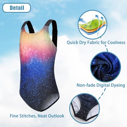 Image of Girls One Piece Swimsuits Tie Dye Bathing Suit for Girls Hawaiian Swimwear 3-16 Years