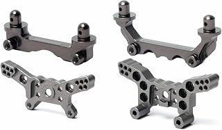 F/R Metal Shock Tower and Pillar Replacement Part Set for Hyper GO H14BM, 14209, 14210 1/14th RC Car Upgrades(Gray)