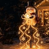 Snowman Magic Fountain - Flowing Snowflake LED Christmas Garden LightοΌ1pc