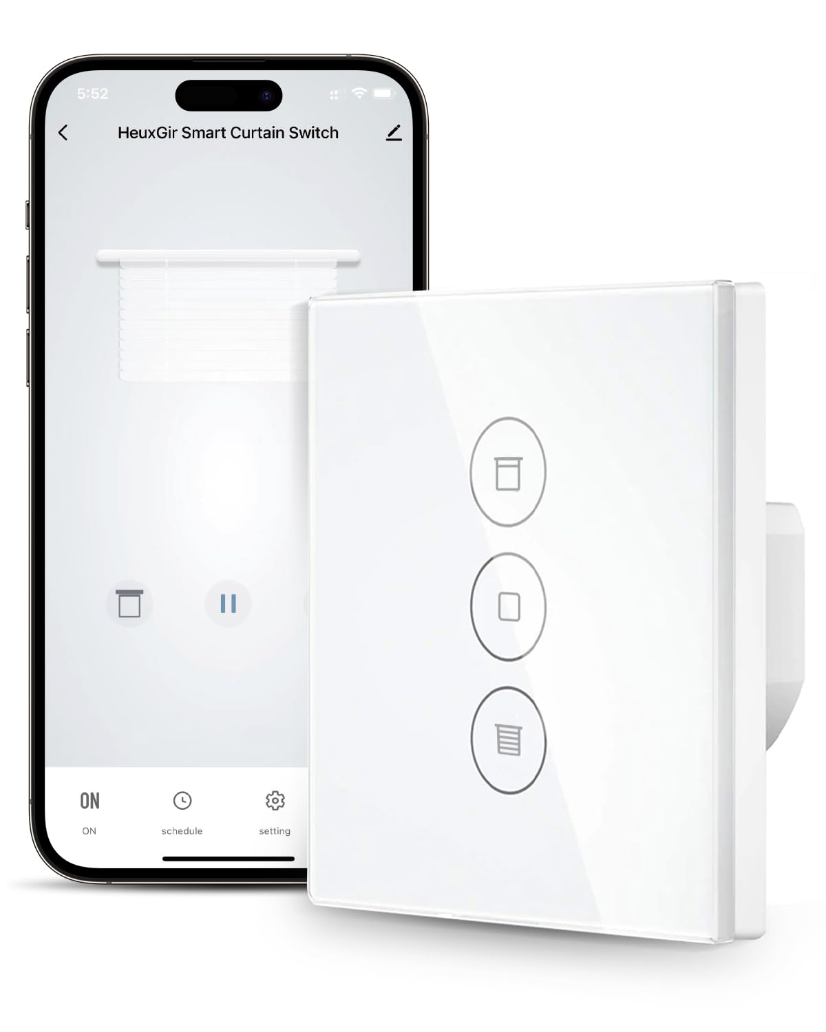 HEUXGIR 86 * 86mm Wlan Rolladenschalter mit Prozentfunktion,Smart Life Rolladenschalter,Neutralleiter erforderlich,Kompatibel mit Alexa und Google Home (1)