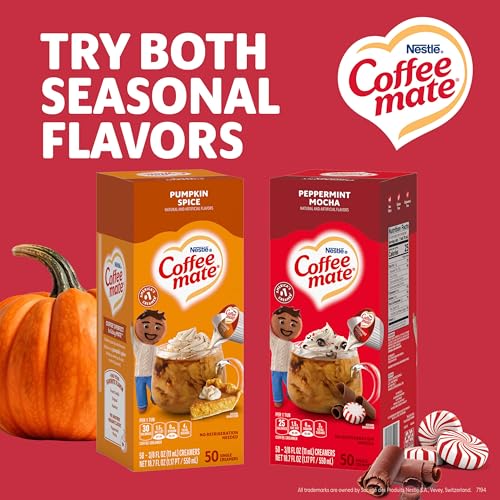 Image of Nestle Coffee mate Coffee Creamer, Peppermint Mocha, Liquid Creamer Singles, Non Dairy, No Refrigeration, 0.375 fl oz Tubs (Pack of 200)