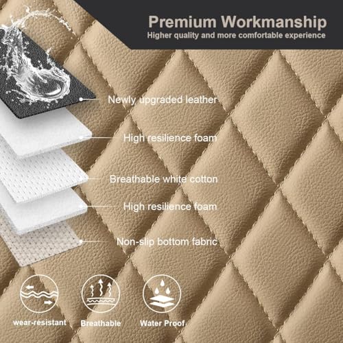 Image of BROGBUS Car Seat Cover Protector Mat Back Cushion Car Seat Mat (Cream, Pack of 1) (Only Rear Seat Mat) | Polyurethane
