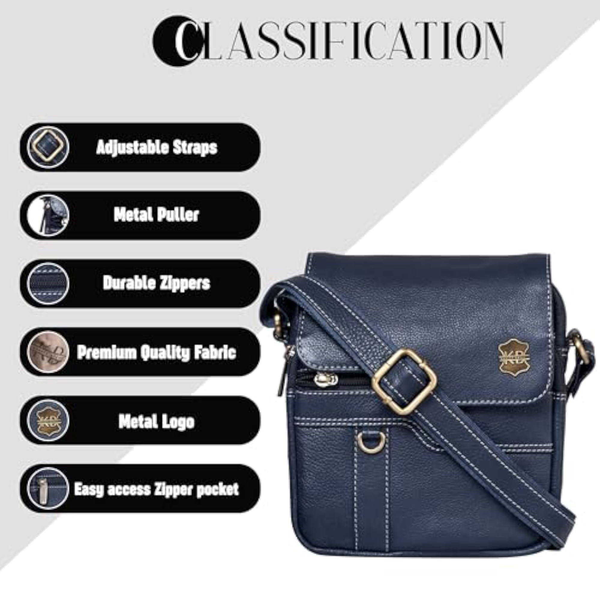 Genuine Leather Messenger Sling Bag, Multipurpose for Travel