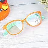 Brille aus Silikongel, Brillengestell, modisch, für Kinder, Baby, weich, bequem, gegen blaues Licht, Silikagel, Brillengestell (Füße orange-grün)