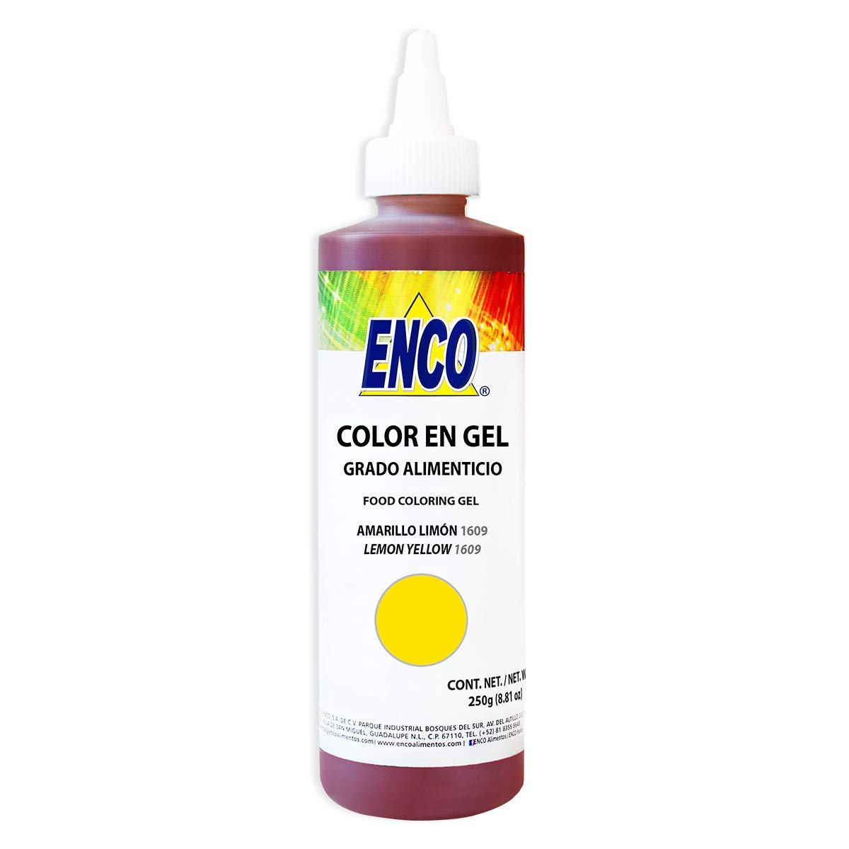 ENCO Food Coloring Gel Yellow Lime 8.8 oz (250g) Concentrated, Vegan