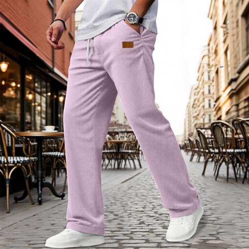FQZWONG Corduroy Pants Men Fall Baggy Wide Leg Sweatpants Lightweight Casual Loose Athletic Track Trousers with Pockets2