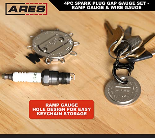 Ares 11041 – 4-Piece Spark Plug Gap Gauge Set – Includes 2 Ramp And 2 Wire Gauges – Easily Measure And Adjust Spark Plug Gaps – Dual-Marked Sae And Metric Sizing From 0.02-0.1 Inches And 0.5-2.5Mm #TOP4
