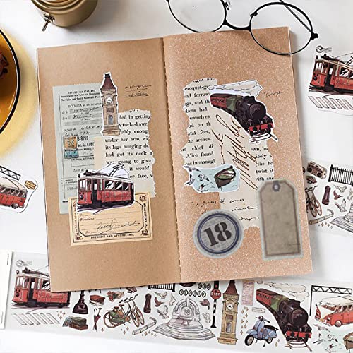 Molneso 100Pcs Vintage Washi Stickers Ticket Book Stickers For Scrapbooking Journaling Scrapbook Mixed Media Ephemera Label Stickers Junk Journal Kit #TOP5