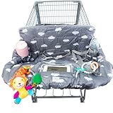 Lumiere Baby Shopping Cart Cover for Baby and Toddler - 2-in-1 High Chair Cover | 360 Full Protection, Patented Roll-in Style Pouch, Universal Fit, Machine Washable Great Gift Ideas for Mom (Cloud)