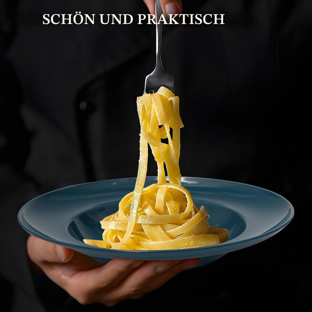 Rebanky 8 Stück Pastateller Tief Kunststoff Suppenteller, Tiefe Teller Kunststoff Spaghetti Teller Tief Suppenteller Bunt für Salate, Nudeln, Suppen, Müsli 23x4.5cm Küche, Haushalt & Wohnen