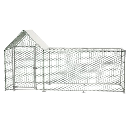 Redkid Gallinero de metal de 12 m², 3 x 4 x 2 m, con paño de polietileno impermeable y candado de seguridad, para gallinas, conejos y varios animales pequeños (1 x 3 x 1,5 m)