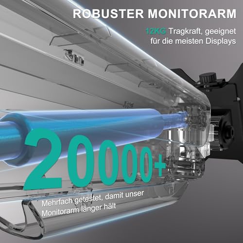 WALI Monitorhalterung für 13‑34 Zoll Bildschirme bis zu 12 kg, Verstellbarer Monitorarm… – Ansicht 6