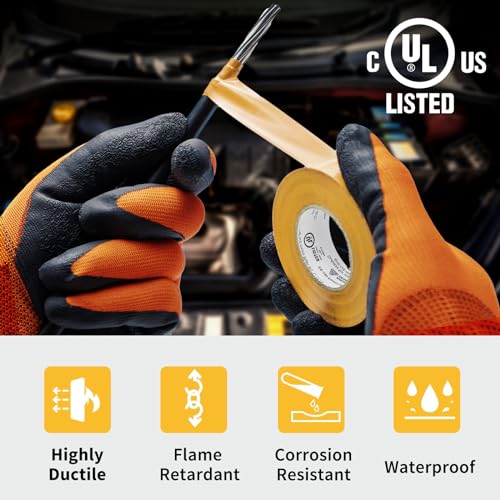 Image of Avery Dennison Electrical Tape, 10 Rolls General Use PVC Electric Tape, UL /CSA Listed in x 66 ft Insulating Vinyl Tape for Electrical, Repairs, Automotive and Equipment, EE-100, Yellow
