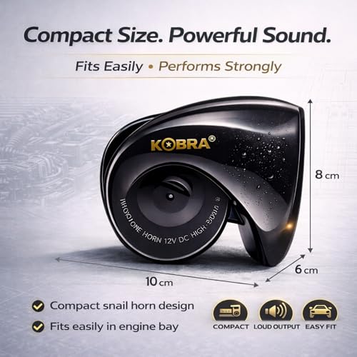 Image of KOBRA Car Horn High Sound Waterproof 12V | Horn for Car with Wire | Loud Snail Car Horn | Anti-Rust Premium Finish Universal Vehicle Horn