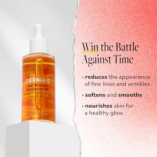 DERMA E Anti-Wrinkle Treatment Oil – Anti-Aging Face Oil with Vitamin A and Vitamin E – Fragrance Free Face and Neck Moisturizer for Youthful, Vibrant Skin, 2 oz - Image 3
