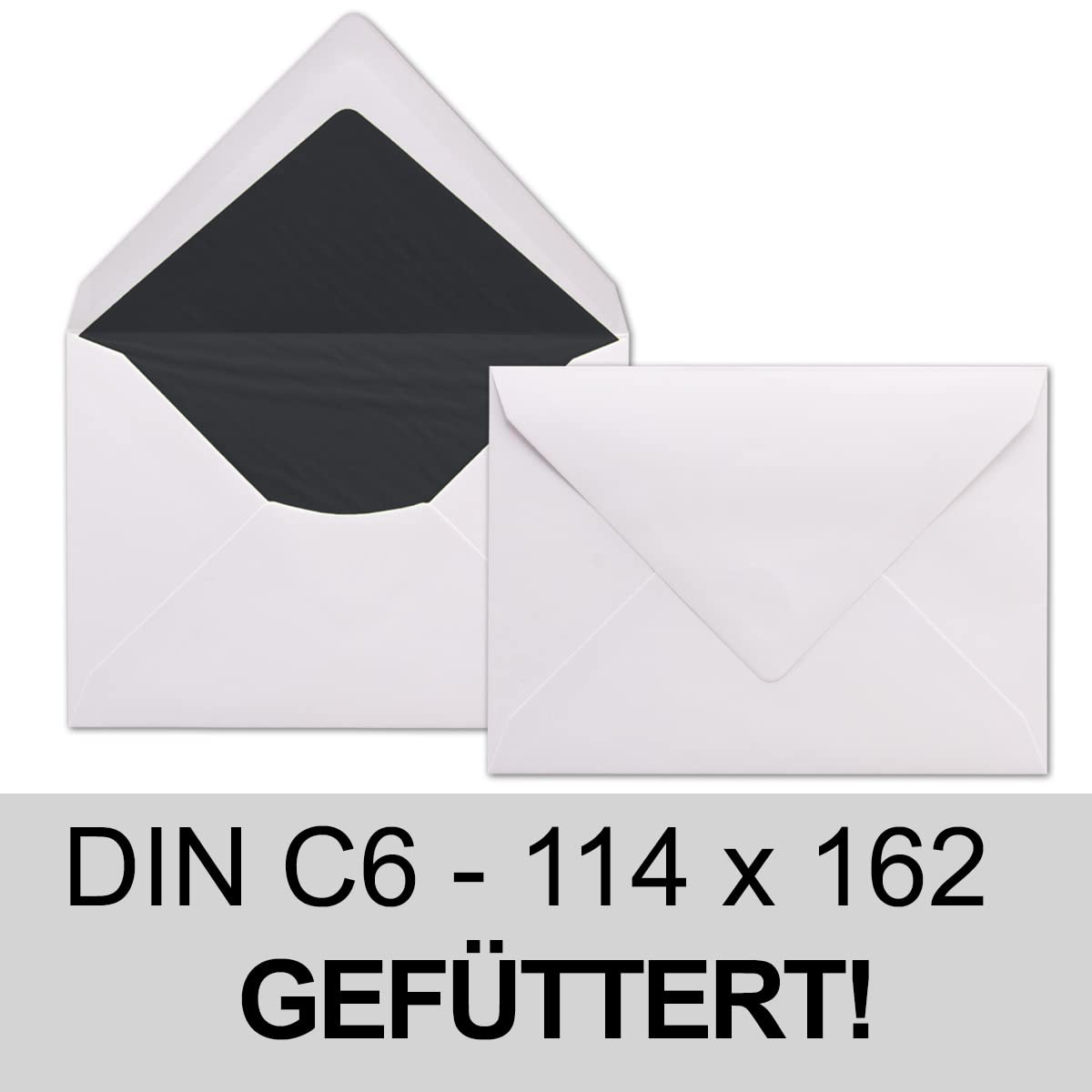 400 buste per lettere, formato DIN C6, foderate con carta velina, 100 g/m², 11,4 x 16,2 cm, con incollaggio a umido senza finestra, colore: bianco