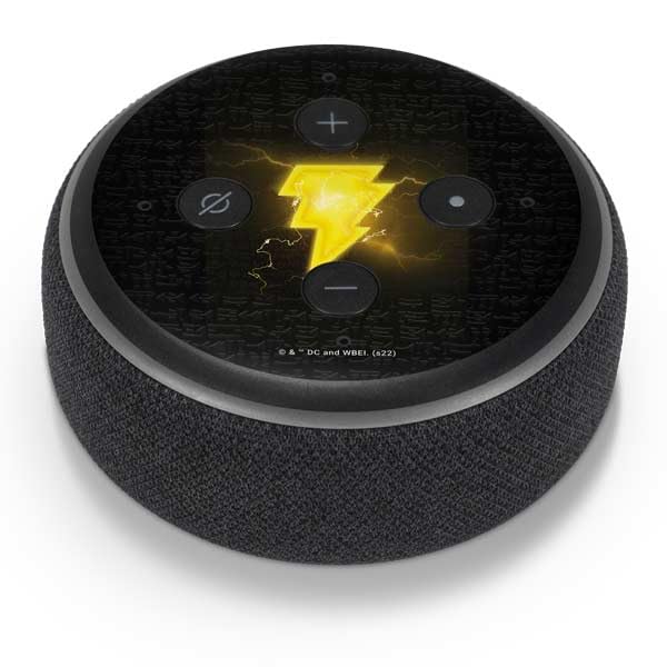 Skinit Decal Audio Skin Compatible with Amazon Echo Dot 3 - Officially Licensed DC Comics Black Adam Lightning Bolt Design