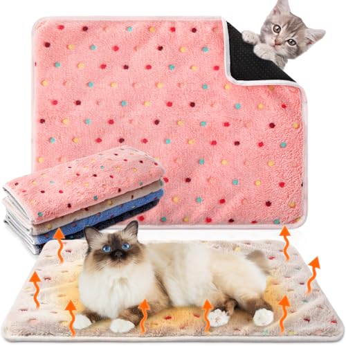 Clysee 4 Pack Self Heating Cat Bed Cat Self Warming Pad with Removable Cover…