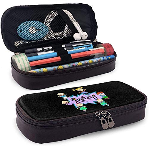 Preisvergleich Produktbild Rugrats Logo Leder Bleistiftetui Multifunktionale Schreibwarenstifte Beutelbox mit Reißverschluss für Kinder