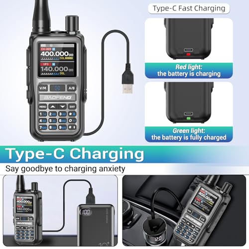 Image of Baofeng Radio UV-5R Mini Ham Radio Long Range Handheld Two Way Radio NOAA Weather Radio Rechargeable Walkie Talkies Dual PTT APP Programming Copy Frequency 999CH with USB-C Charging Survival Radio
