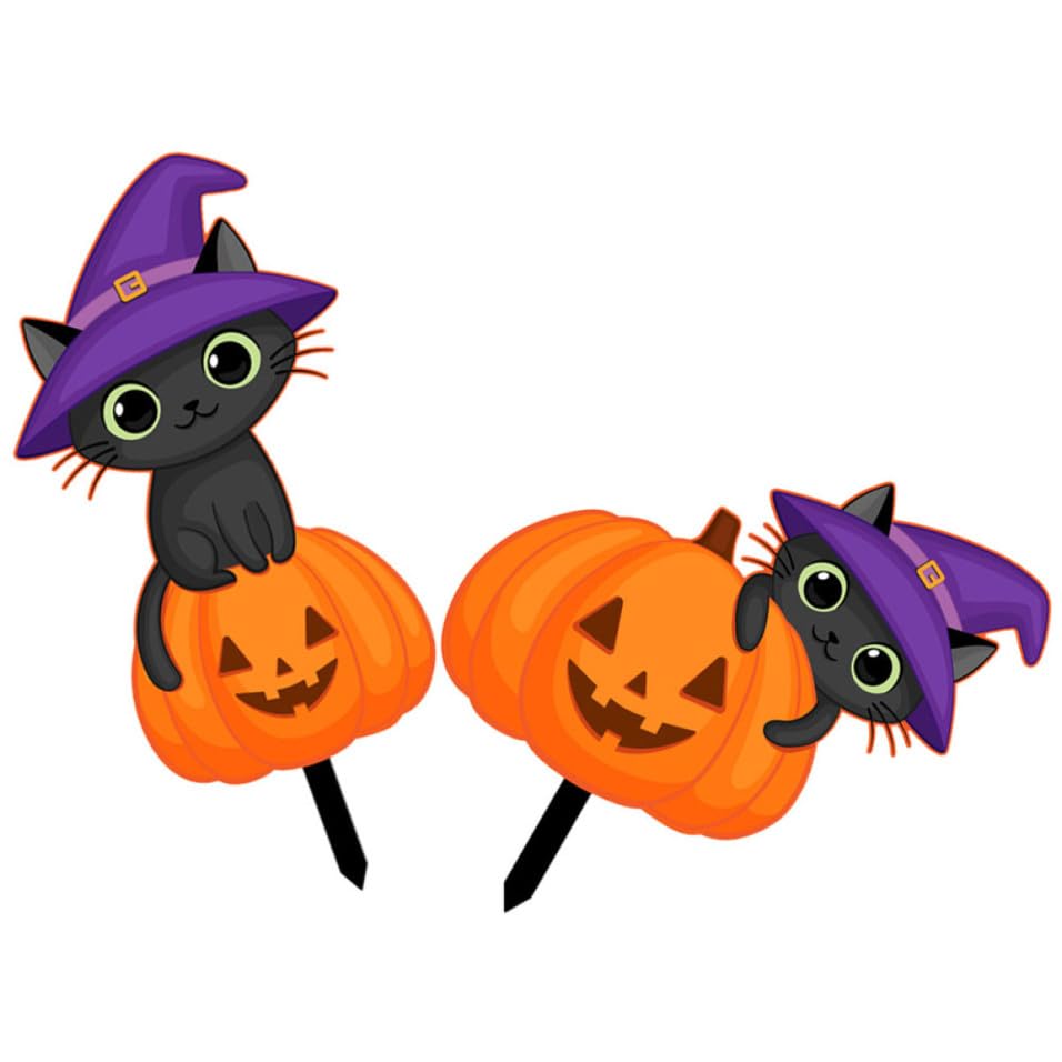 Letreros de jardín para Halloween que no se rompen con la lluvia adornos de calabaza 2 piezas