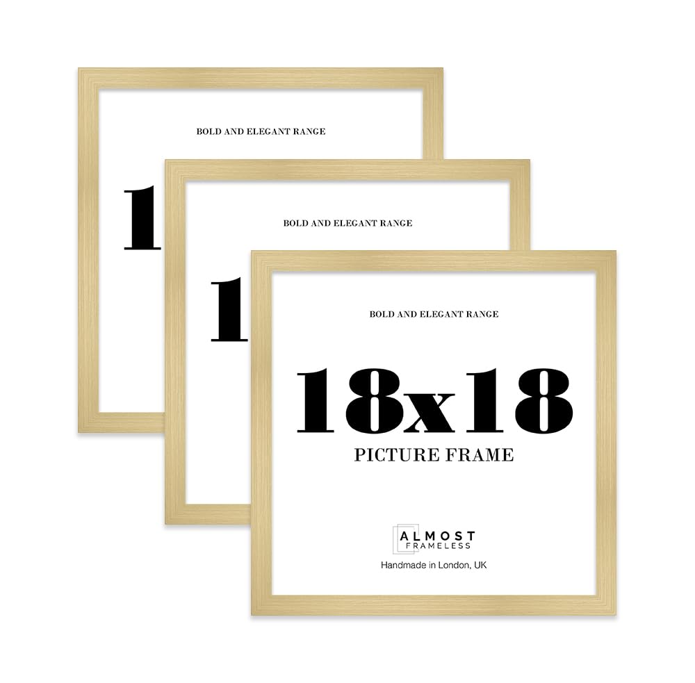 18x18 Photo Frame, Display 18x18 Pictures (22.9 x 15.2cm) Picture Frame for wall Display - Gold - 3 Pack