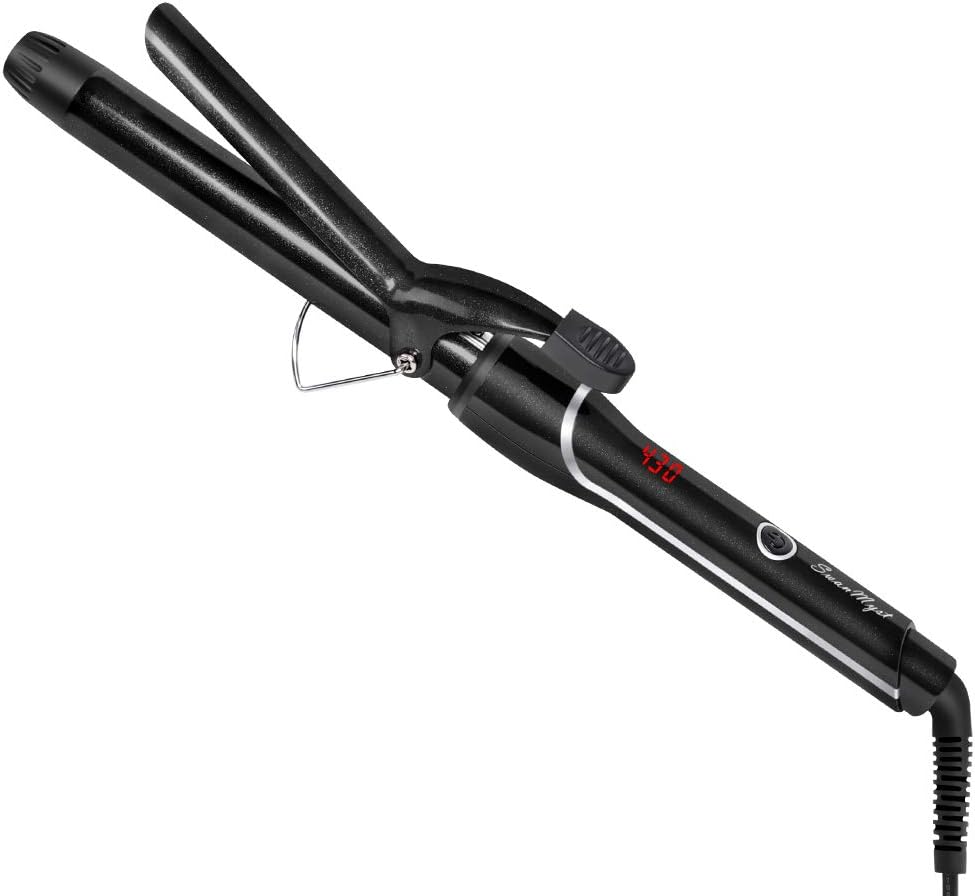 Curling Iron 1 inch with Tourmaline Ceramic Barrel, Dual Voltage Hair Curler with Anti-scalding Insulated Tip (300°F - 430°F, Gift Heat Resistant Gloves and Hair Clips)