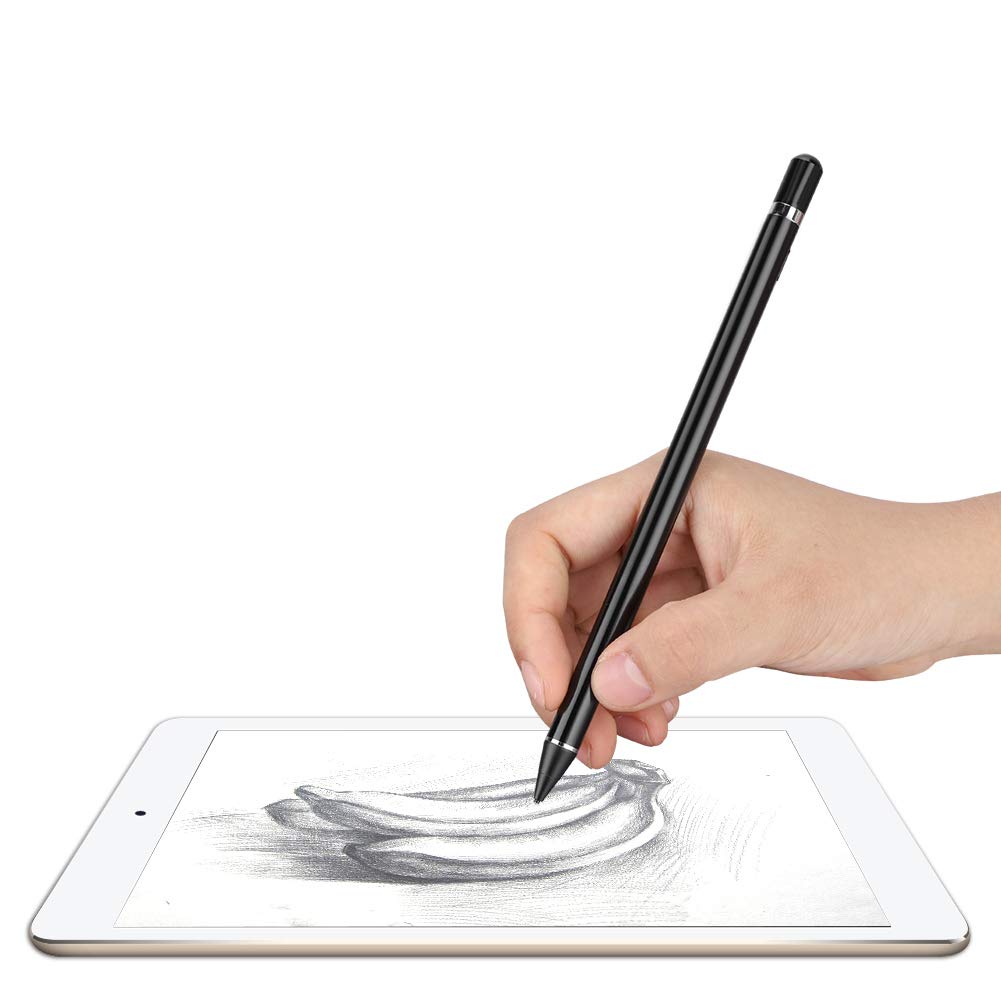 Sxhlseller Penna Capacitiva Attiva per Dispositivi e Tablet, Pennino in Metallo Ad Alta Precisione da 1,45 Mm con Batteria Ricaricabile e Autonomia di 10 Ore, Nera (BLACK)