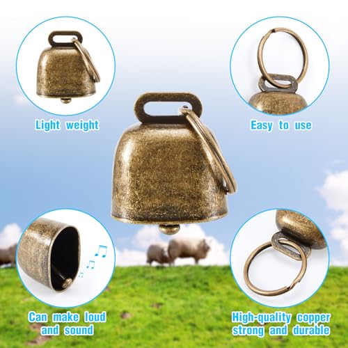 Image of Goat Collar with Bell, Sheep Grazing Copper Bells and Adjustable Nylon Collar Set Loud Bronze Bell for Summer Small Farm Animal Sheep Cow Dog Accessories Gift(Flower)