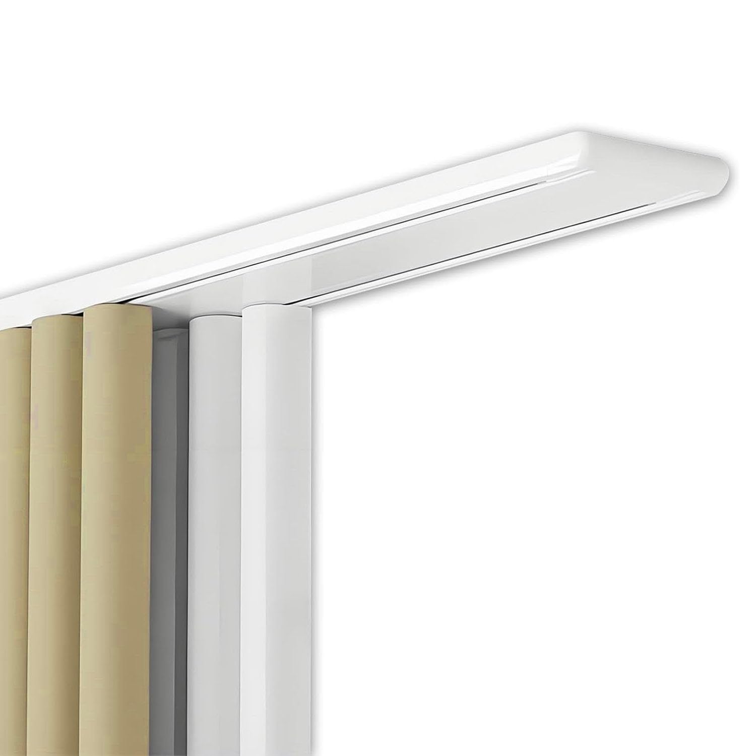 Rail Double Plafond Pour Baie Vitrée, Système De Rail Coulissant Silencieux, 1-6 m Tringle À Rideaux Aluminium Et Extra Plate, Installation Facile, Pour Séparation De Pièce(Blanc,2.6m)