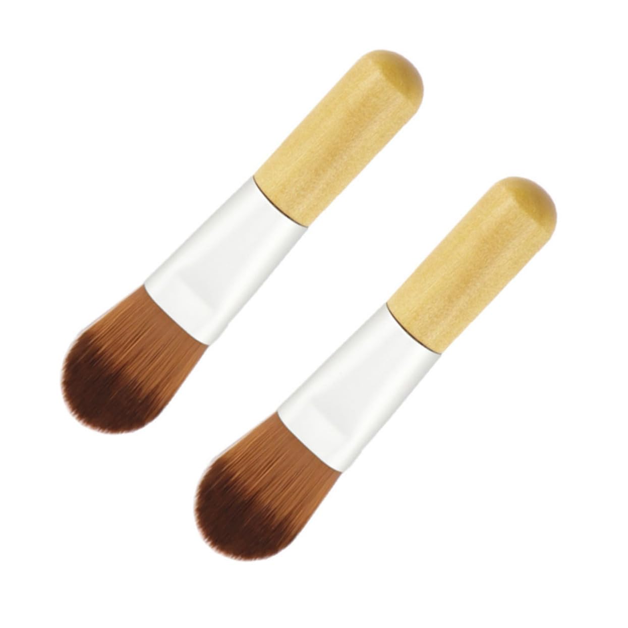 OSOLADY 2pcs Mini Foundation Brushes with Short Wooden Handle Portable Nylon Fiber Makeup Brush for Easy Application and Blending for Travel and Everyday Use
