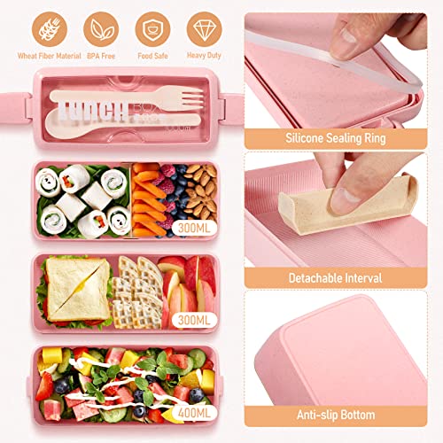 Unicorn Kids Girls Bento Box With Lunch Accessories & Bag, Lunchbox Set With Food Picks, Water Bottle & Dressing Containers, Kawaii Pink Japanese Salad Snack Bento Box For Toddler To School(Pink) #TOP1