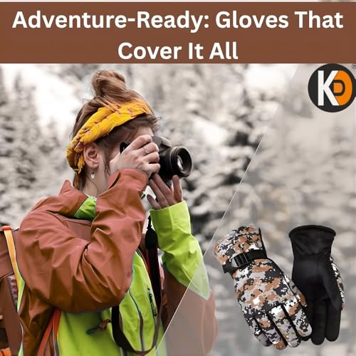 Image of K D Full Finger Winter Gloves for Men & Women with Fur Inside | Warm, Windproof, Waterproof, Scratch-Proof Thermal Gloves | Ideal for Biking, Riding & Cold Weather (Gloves Brown)