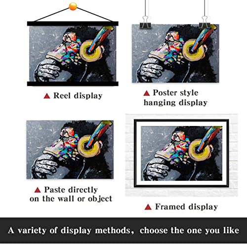 Bvkilrvc Unframed Canvas Print Wall Art,Funny Dj Gorilla Modern Gallery Wall Decor Print Gift Wall Living Room Bedroom Home Party Decoration Painting Unframed #TOP3