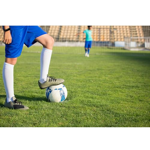 AOPRIE Baseball Socks Bulk Sport Striped Athletic Socks Youth Knee High Long Tube Softball Football Soccer Team Sock Unisex Kids Boys Girls White, 4 Pack2