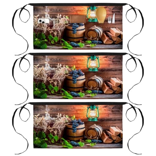 Lot de 3 tabliers courts de chef demi-tablier pour cuisine et restaurant