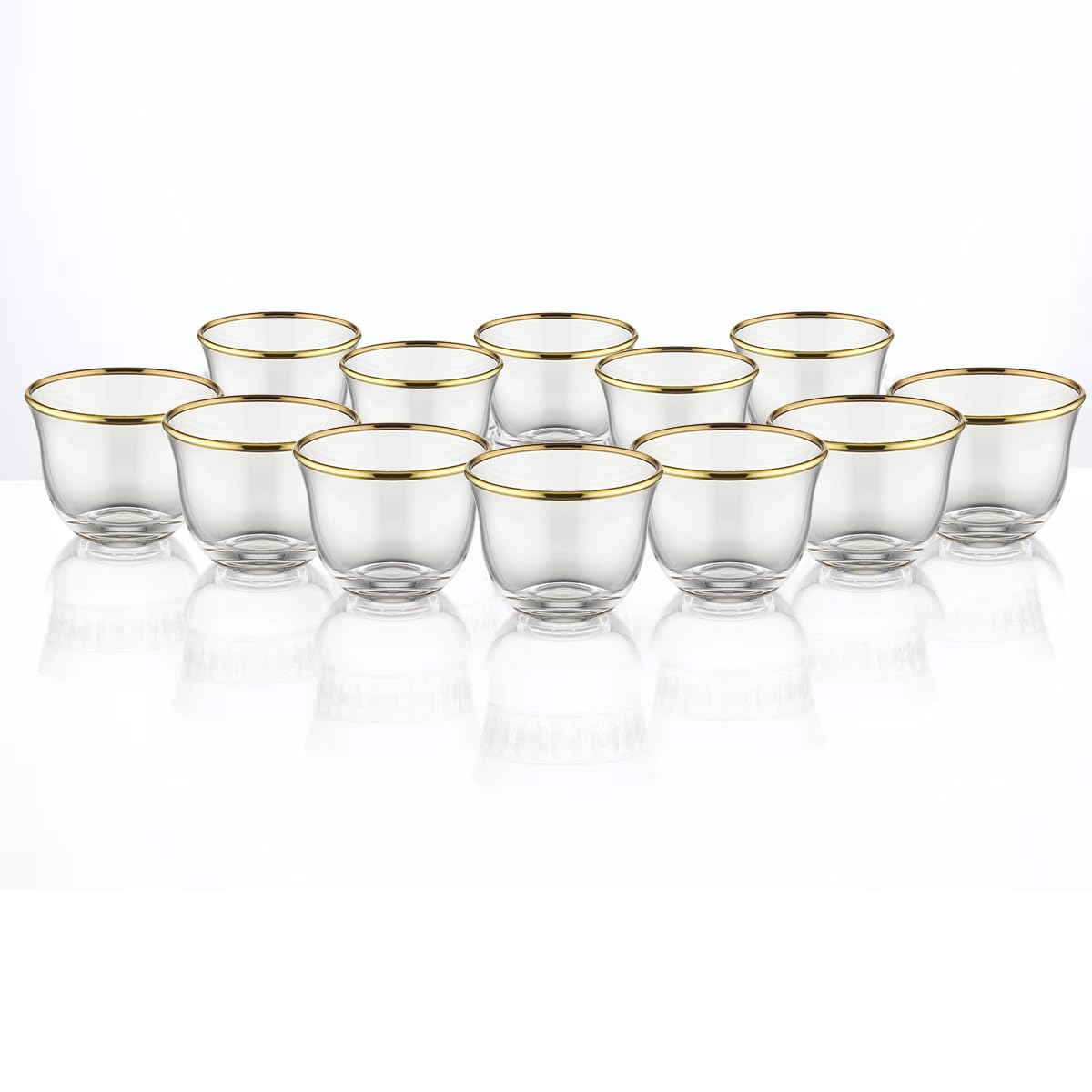 BlackstoneGolden Rim 12PC Cawa Cups Set – 60ML | Premium Pasabahce Glass