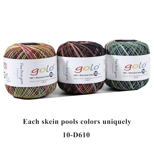 Image of golo Crochet Thread Size10 Space-Dyed Yarn for Hand Knitting D610