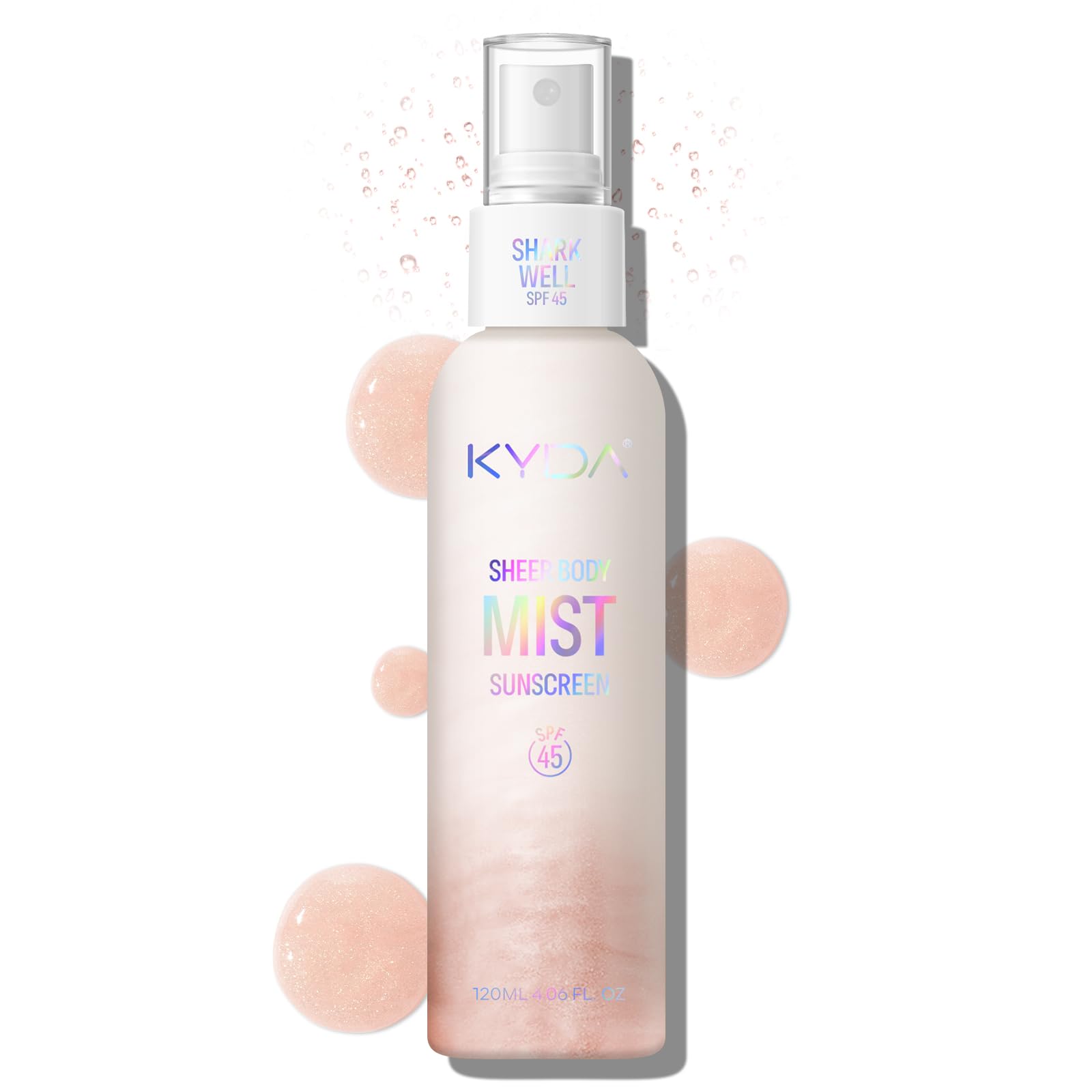 KYDA Sheer Body Sunscreen Mist SPF 45 Radiant Glow Sunscreen Spray Infused with Shimmer Body Oil Ultra-fine Glowing